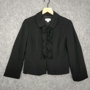 LOFT Black Ruffled Blazer Size 8